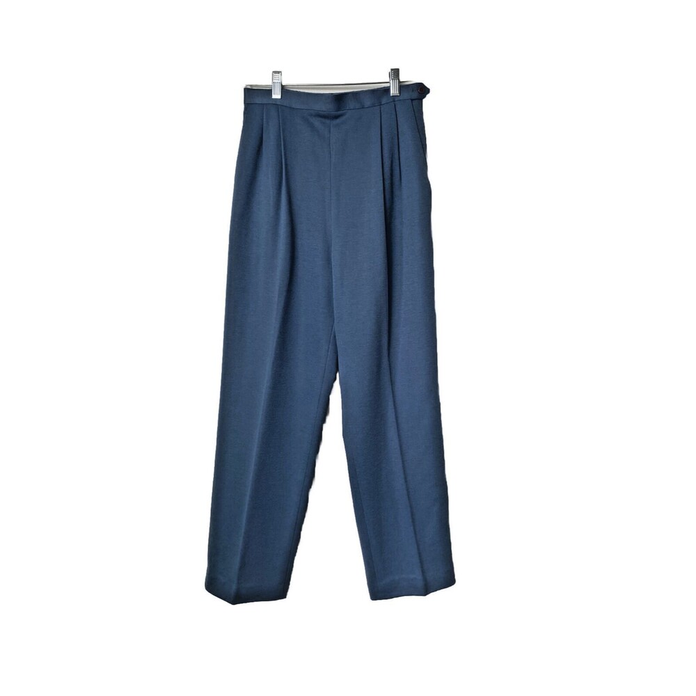 Brownstone Studio Petite Dress Pants Women Size 10 Blue Office Workwear Pleated